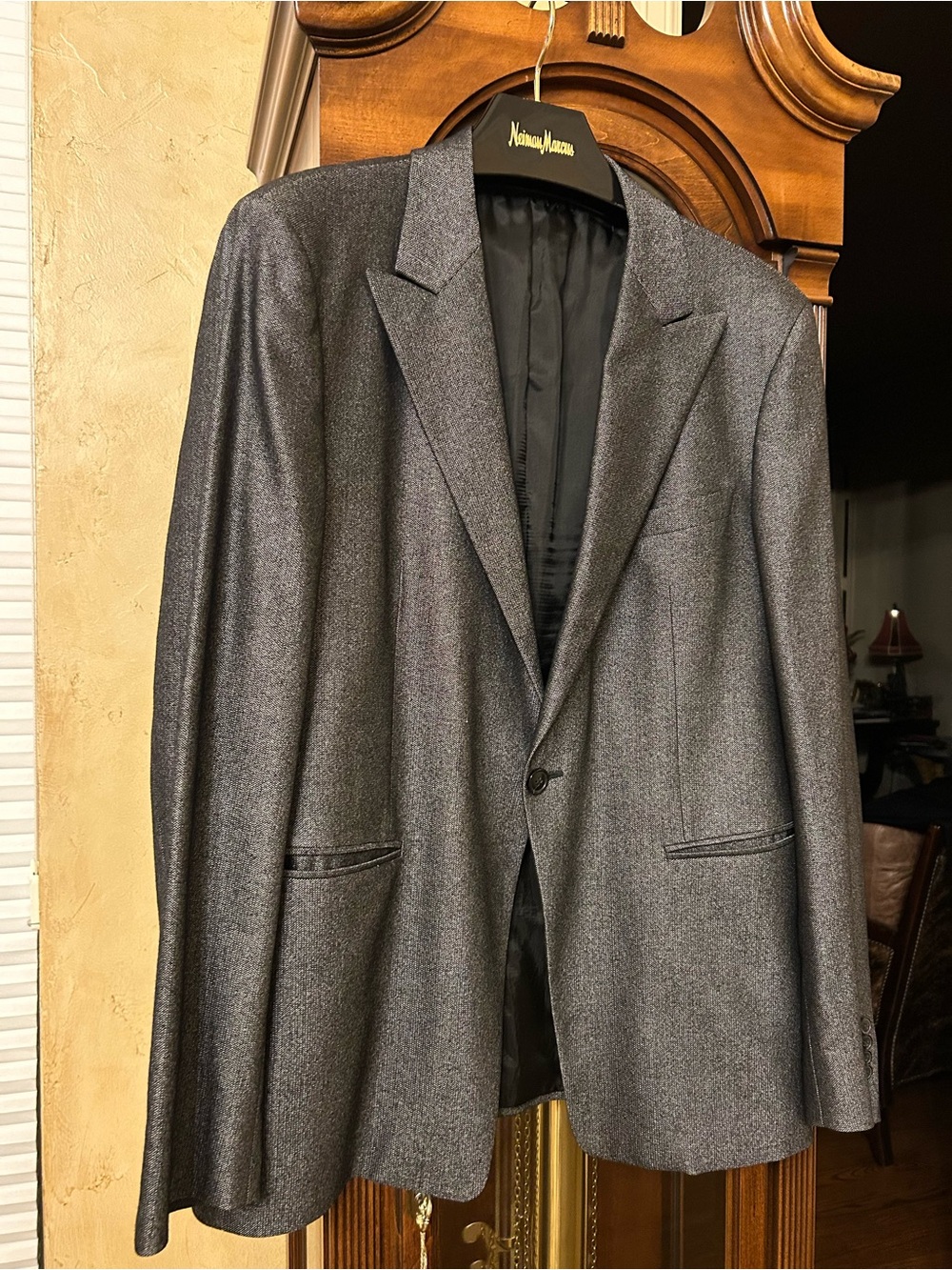 Emporio Armani Metallic Gray Single-Button Blazer